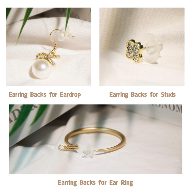 KASBEE Earring Backings, 200PCS Rubber Earring Backs with Pad, Silicone Earring Back Replacement, Soft Jewelry Findings - Image 4